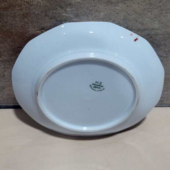 M Z Altrohlau CM R Czechoslovakia Plate Floral Hand Painted Iridescent Sky Blue - Picture 4 of 9